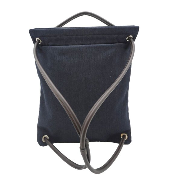 Hermes  Aline Grooming Swift Canvas Backpack Bag Navy Blue - Picture 4 of 16